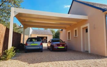 Carport saumur en alu beige 1015 à toit fixe