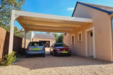 Carport saumur en alu beige 1015 à toit fixe