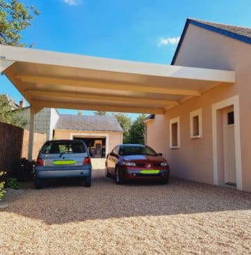 Carport saumur en alu beige 1015 à toit fixe