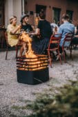 Cheminée extérieure Cube feu convivial